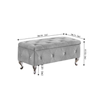 Storage Bench, Flip Top Entryway Bench Seat with Safety Hinge, Storage Chest with Padded Seat, Bed End Stool for Hallway Living Room Bedroom, Supports 250 lb,Gray Velvet