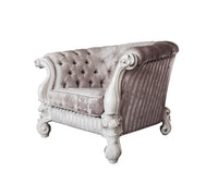 ACME Versailles  Chair w/2 Pillows, Ivory Fabric & Bone White Finish LV01396