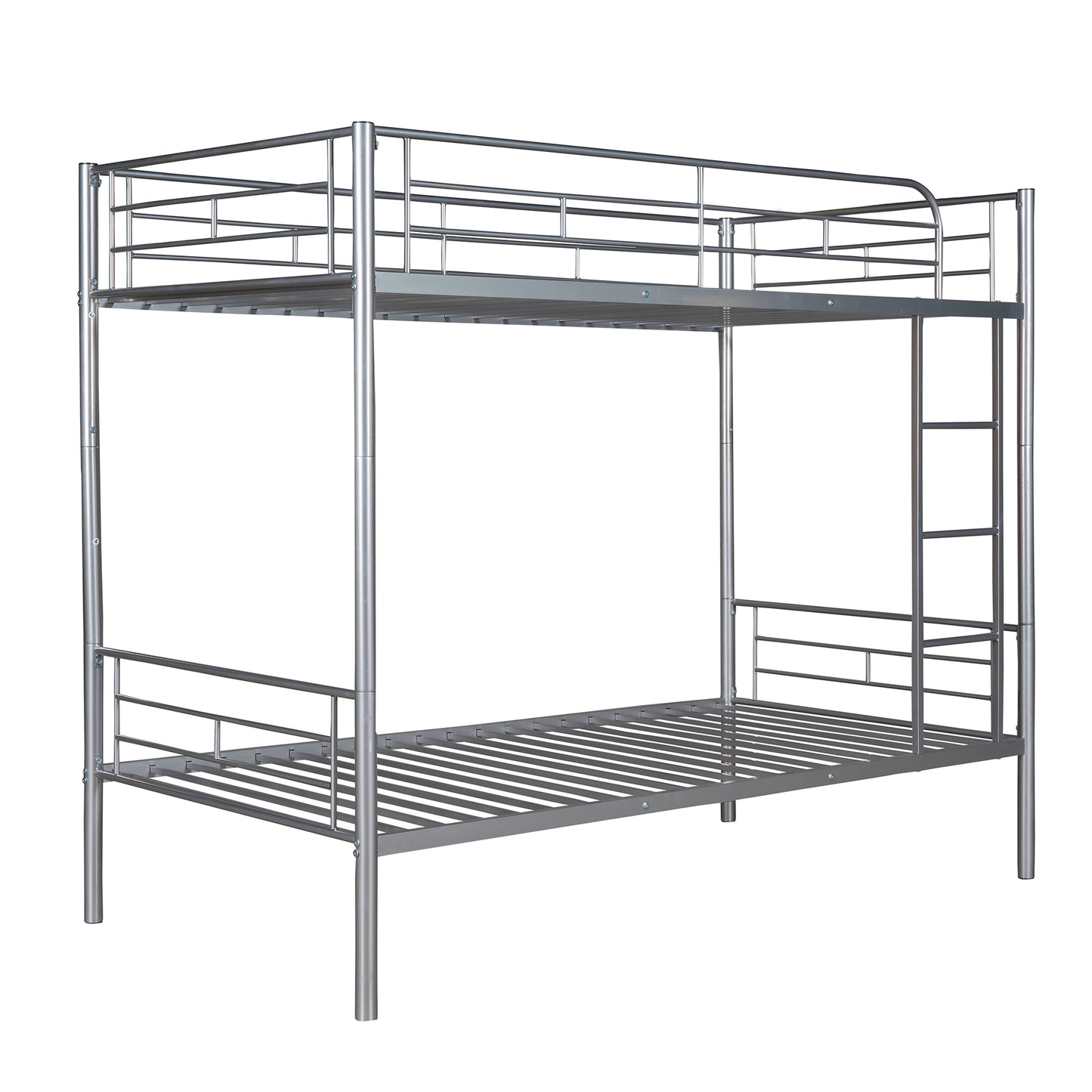 Twin Over Twin Metal Bunk Bed (Silver)