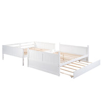 Full Over Full Bunk Bed with Twin Size Trundle, White