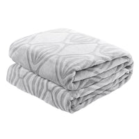 Back Printing Shaved Flannel Plush Blanket, checked Blanket for Bed or Sofa,  80" x 90", Grey ( Set of 2)