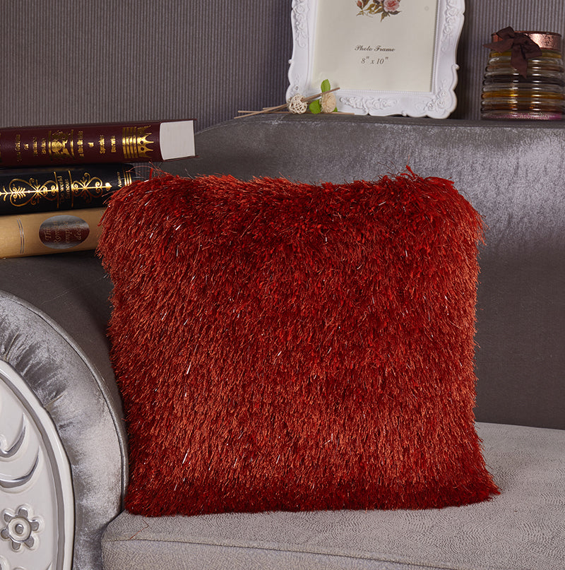 "Decorative" Shaggy Pillow with Lurex (18-in x 18-in)