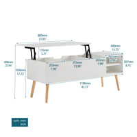 Coffee Table, Computer Table, White, Solid Wood Leg Rest, Large Storage Space