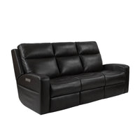 Caleb Triple Power Sofa, Top Grain Leather, Lumbar Support, Adjustable Headrest, Storage Side Pocket, USB & Type C Charger Port