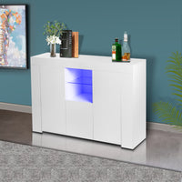 White Sideboard UV Coated, TV Stand, Table, Shoes Cabinet, Win Cabinet, High Glossy Panel with LED Lights, Kitchen Cabinet, Bar Cabinet