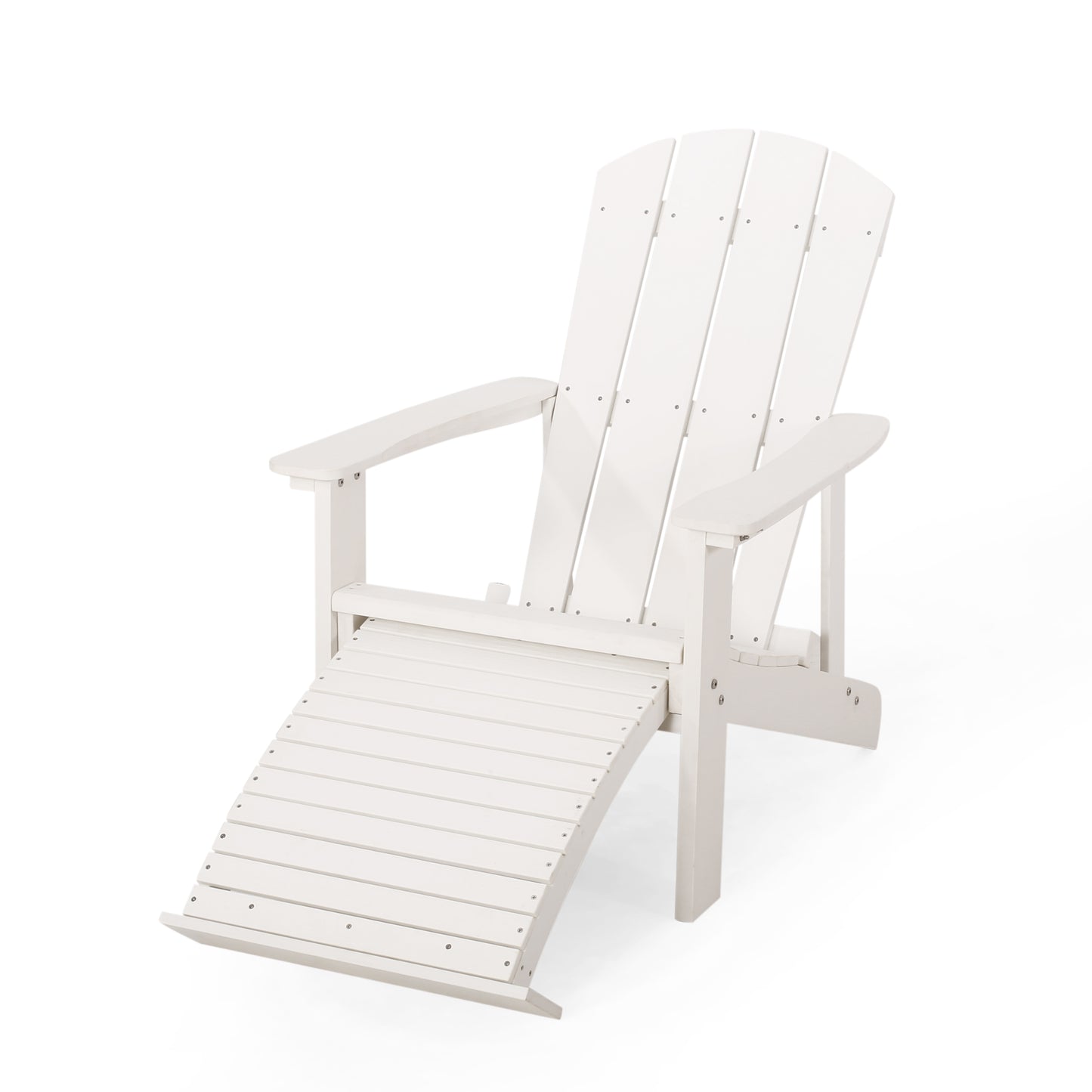 Outdoor Classic White Solid Wood Adirondack Chair Retractable Foldable