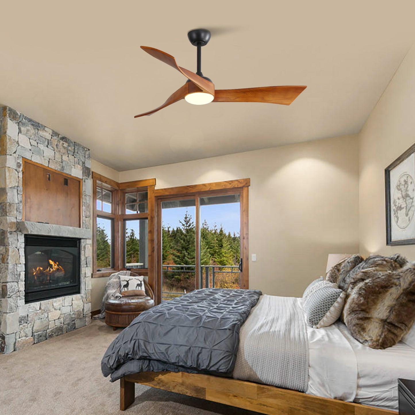 52 Inch Ceiling Fan Light With 6 Speed Remote Energy-saving DC Motor