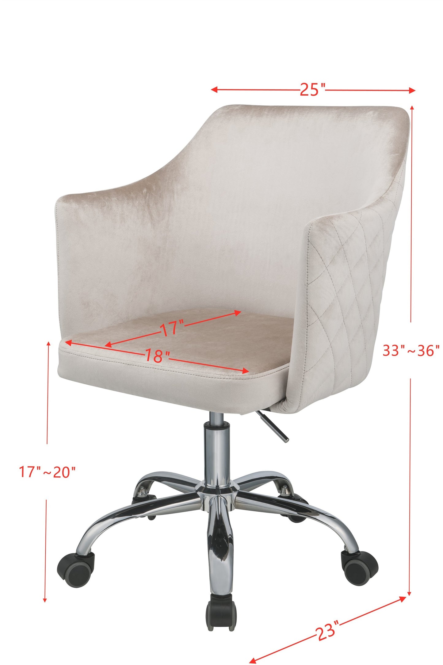 ACME Cosgair Office Chair in Champagne Velvet & Chrome