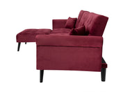 Convertible Sofa Bed Sleeper Red Velvet