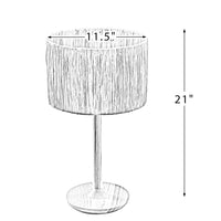 Solid Wood 21.3" Table Lamp with In-line Switch Control and Grass Made-Up Lampshade