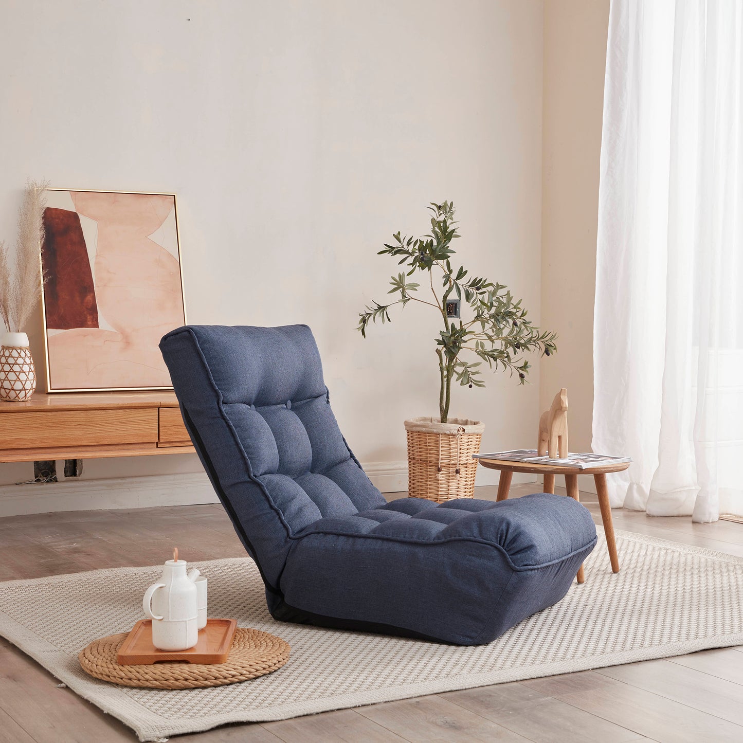 Single Sofa Reclining Chair, Japanese Lazy Sofa Tatami, Balcony Reclining Chair Leisure Sofa, Adjustable Chair