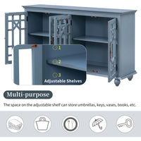 Sideboard with Adjustable Height Shelves, Metal Handles, and 4 Doors for Living Room, Bedroom, and Hallway (Teal Blue)