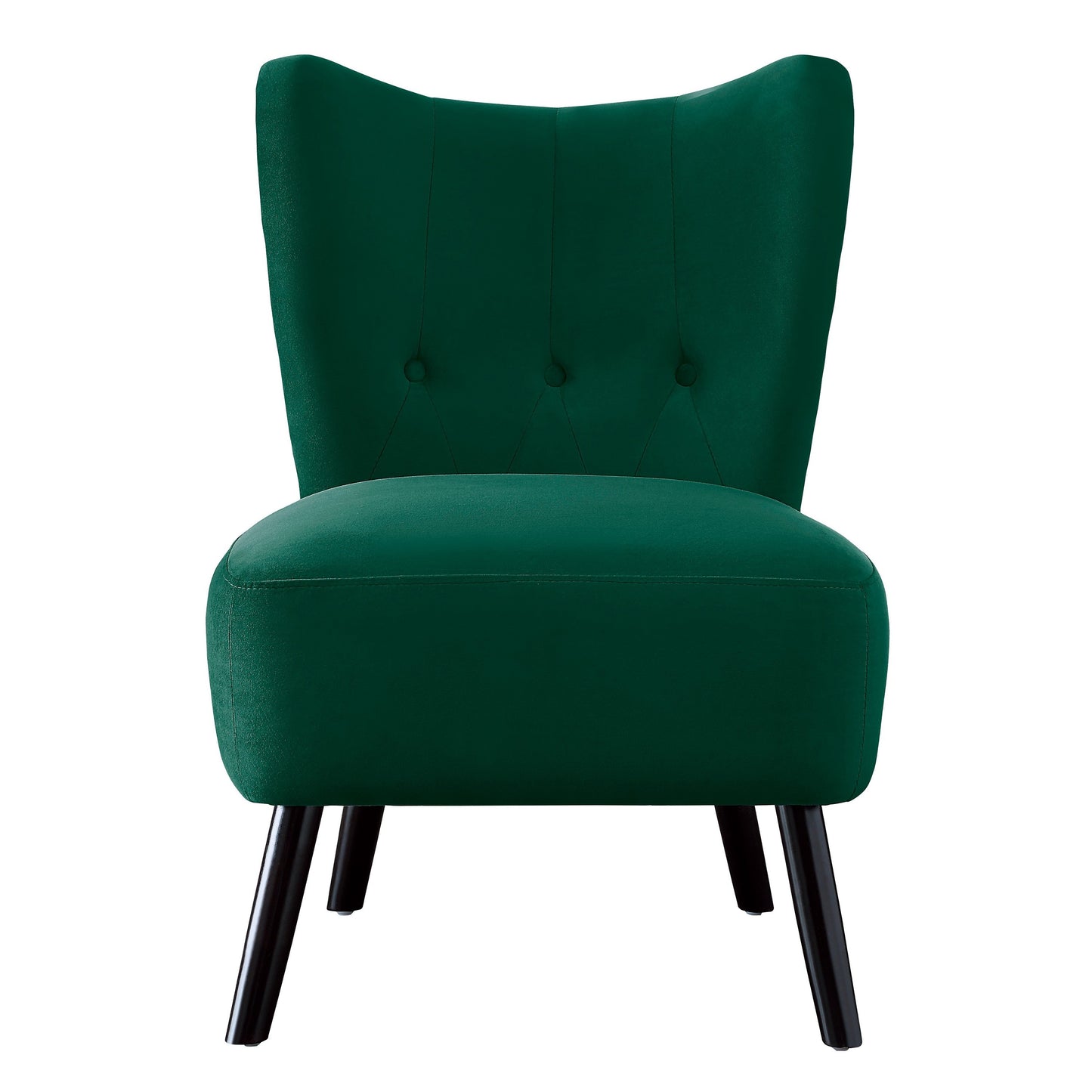 Unique Style Green Velvet Covering Accent Chair Button-Tufted Back Brown Finish Wood Legs Modern Home Furniture