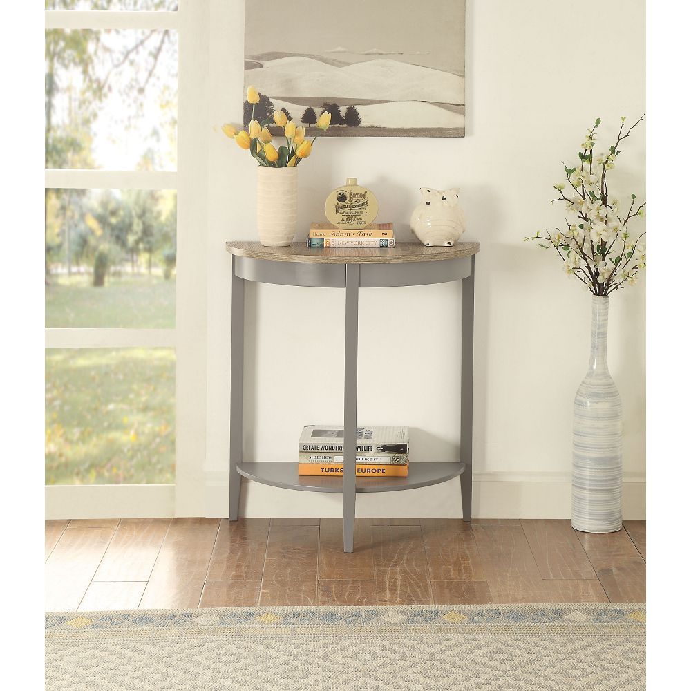 ACME Justino Console Table in Gray Oak & Gray 90161