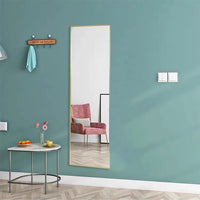 Full Length Mirror with Hanging Hooks for Door, Wall Mounted Decoration Dressing Mirror, Gold, 50” x 14”