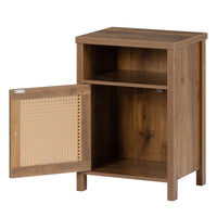 Bedside Cupboard, Bedside Table, Drawer Cabinet, Single Door Side Cabinet, Rattan Cabinet Door, Yellow, Two in a Pack