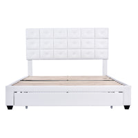 3-Pieces Bedroom Sets, Queen Size Upholstered Platform Bed with Two Wireless Chargers, Two Motion Activated Night Lights and Two Nightstands-White