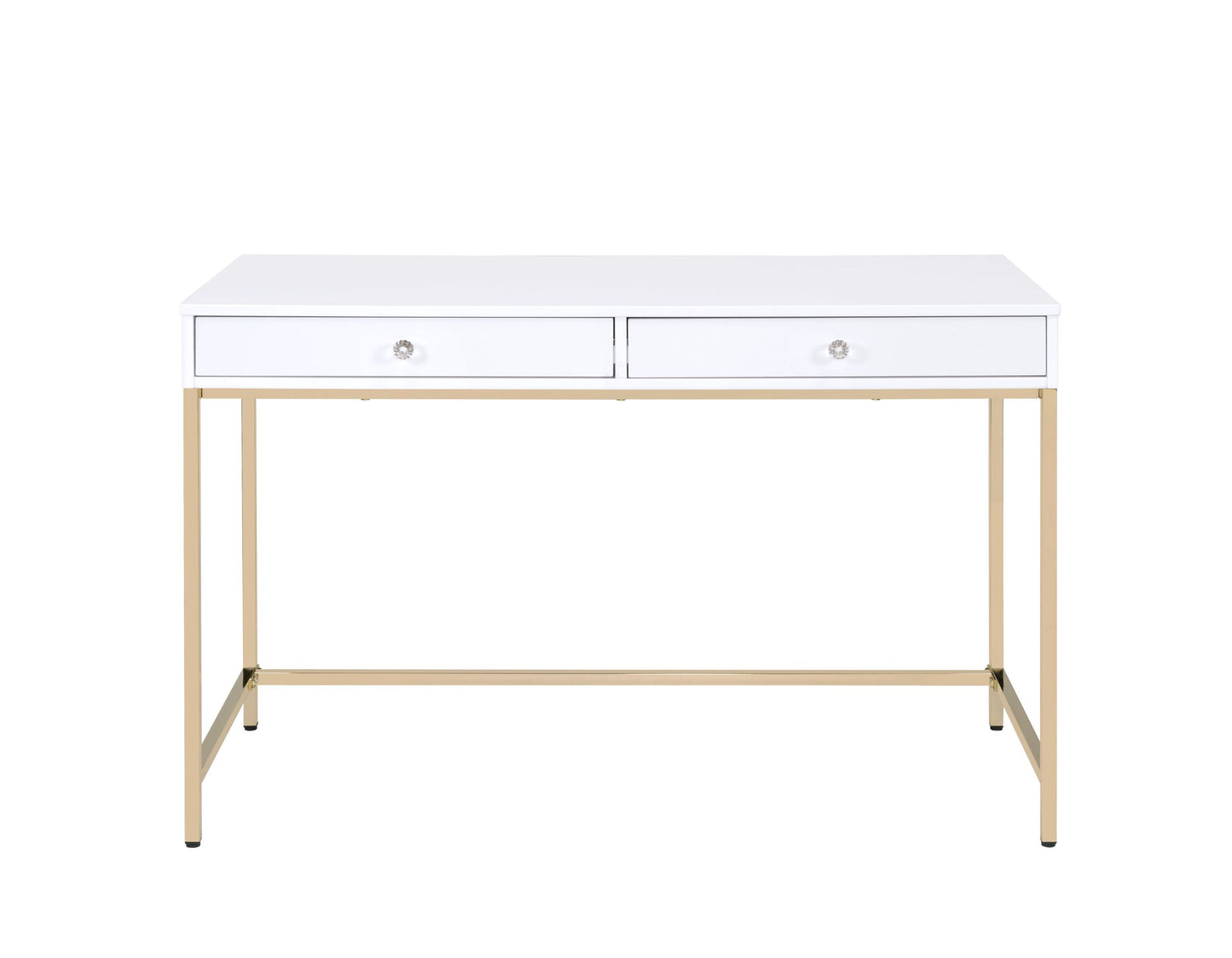 ACME Ottey Vanity Desk  in White High Gloss & Gold Finish