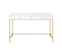 ACME Ottey Vanity Desk  in White High Gloss & Gold Finish