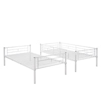 Twin Over Twin Metal Bunk Bed (White)