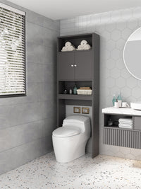 Home Bathroom Shelf Over-The-Toilet, Bathroom SpaceSaver, Bathroom, Tollilet storage cabinet, GRAY