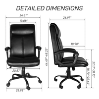 Office Desk Chair with High Quality PU Leather, Adjustable Height/Tilt, 360-Degree Swivel, 300LBS, Black