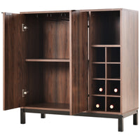 K&K Sideboards and Buffets With Storage Coffee Bar Cabinet Wine Racks Storage Server Dining Room Console 34 Inch (Dark Brown)