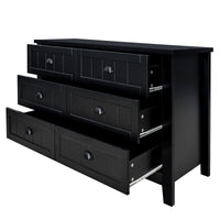 Drawer Dresser Cabinet, Bar Cabinet with Solid Wood Handles and Foot Stand Black