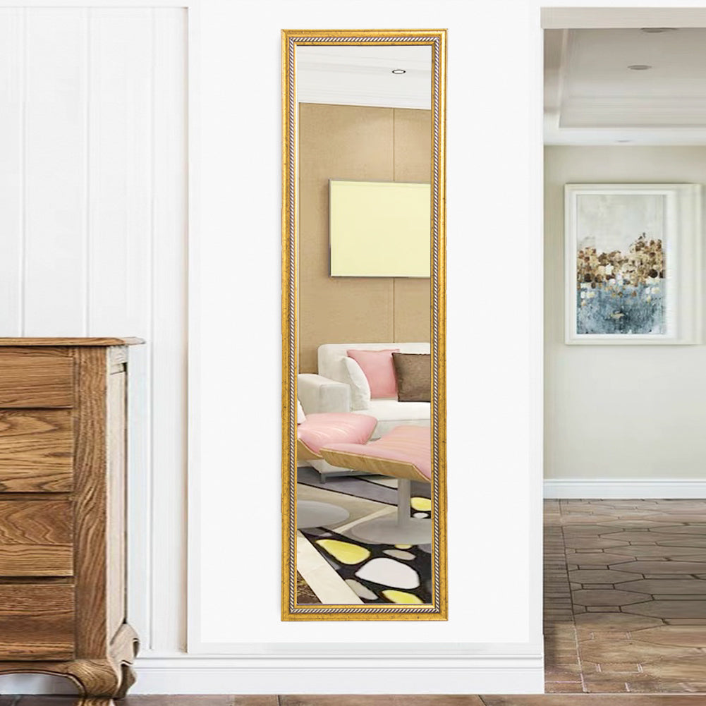 Full Length Mirror Door Mirror Full Body Dressing Mirror Wall Mounted Hanging for Dorm Home, 50"x 14", Gold