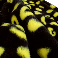 Printed Faux Rabbit Fur Throw, Lightweight Plush Cozy Soft Blanket, 50"x60" Black Leopard (2 Pack Set of 2)