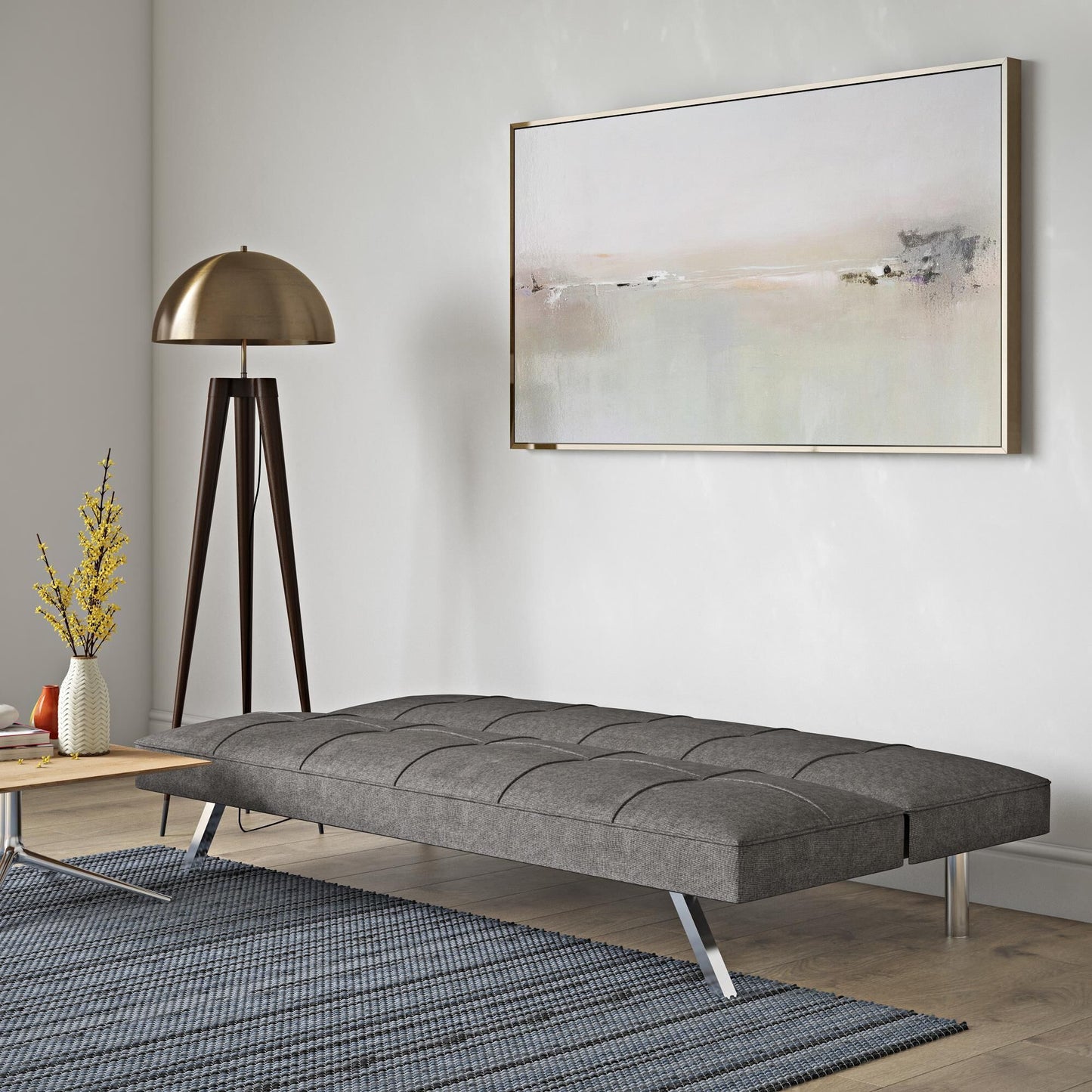 Metal Frame, Stainless Leg, Futon Sofa Bed