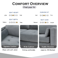 Sectional Sofa with Two Pillows, L-Shape Upholstered Couch with Modern Elegant Velvet for Living Room Apartment