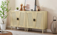 Kitchen Storage Cabinets with Rattan Decorative Doors, Buffets, Wine Cabinets, Dining Rooms, Hallways, Cabinet Console tables (Natural, 31.5''LX 15.8''WX 34.6"H）.