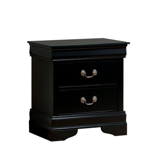 1pc Nightstand Black Louis Philippe Solid wood English Dovetail Construction Antique Nickle Hanging Pulls