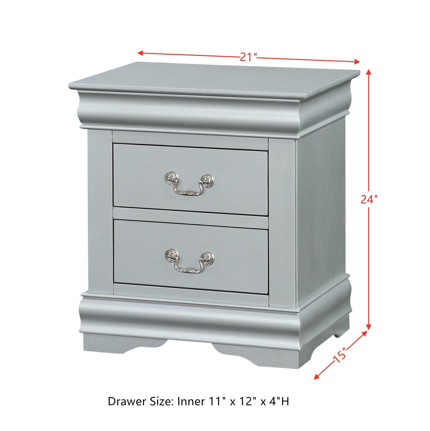 ACME Louis Philippe Nightstand in Platinum