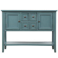 Cambridge Series Buffet Sideboard Console Table with Bottom Shelf (Dark Blue)