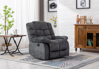 Classic Manual Recliner with Sofa Padding and Modern Padded Arms and Back, Grey