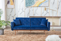 Velvet Sofa, Accent Sofa, Loveseat Sofa with Rose Gold Metal Feet and Navy Velvet