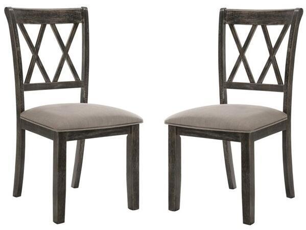 ACME Claudia II Side Chair (Set-2) in Fabric & Weathered Gray