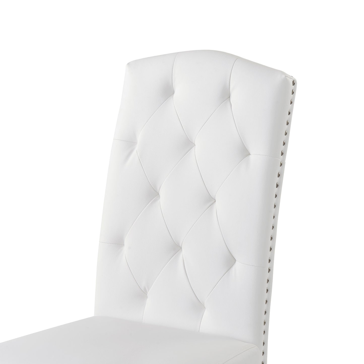 Dining PU Chair with Solid Wood Legs, 18.11" L x 24.01" W x 40.95" H White