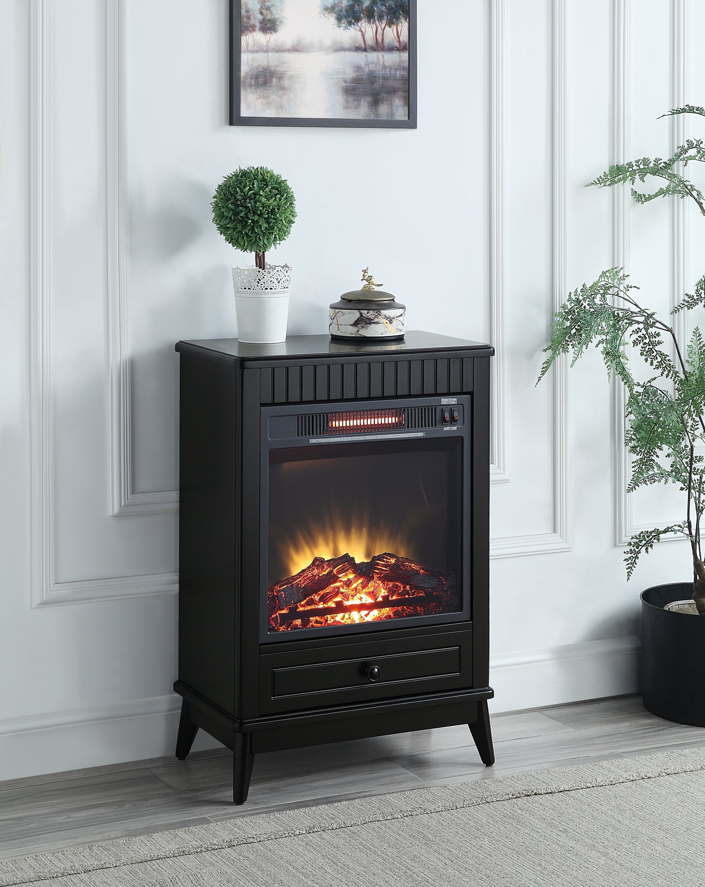 ACME Hamish Fireplace in Black Finish