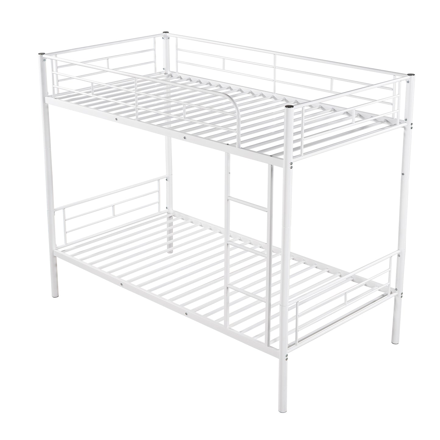 Twin Over Twin Metal Bunk Bed (White)