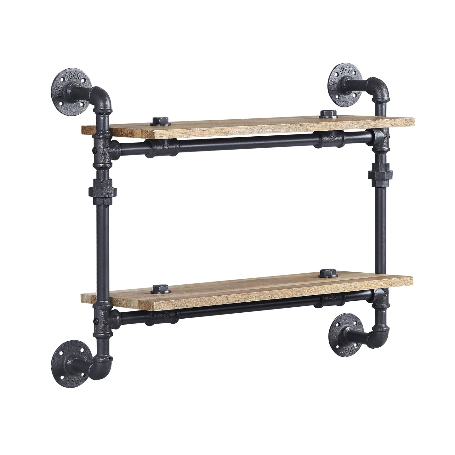 ACME Brantley Wall Rack w/2 Shelves in Oak & Sandy Black Finish