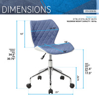 Techni Mobili Modern Height Adjustable Office Task Chair, Blue