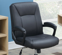 Relax Cushioned Office Chair 1pc Black Upholstered Seat Back Adjustable Chair Comfort