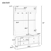 Hall Tree with 4 Hooks, Coat Hanger, Entryway Bench, Storage Bench, 3-in-1 Design, 39.8INCH, for Entrance, Hallway (White)