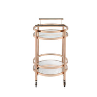 ACME Lakelyn Serving Cart, Rose Gold & Clear Glass