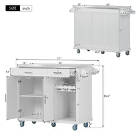 K&K Kitchen Cart with Stainless Steel Top and Storage Cabinet, Kitchen Island on Wheels with Two Drawers & Goblet Holder & Wine Rack & Spice Rack & Towel Holder, L51xW18xH37 Inches