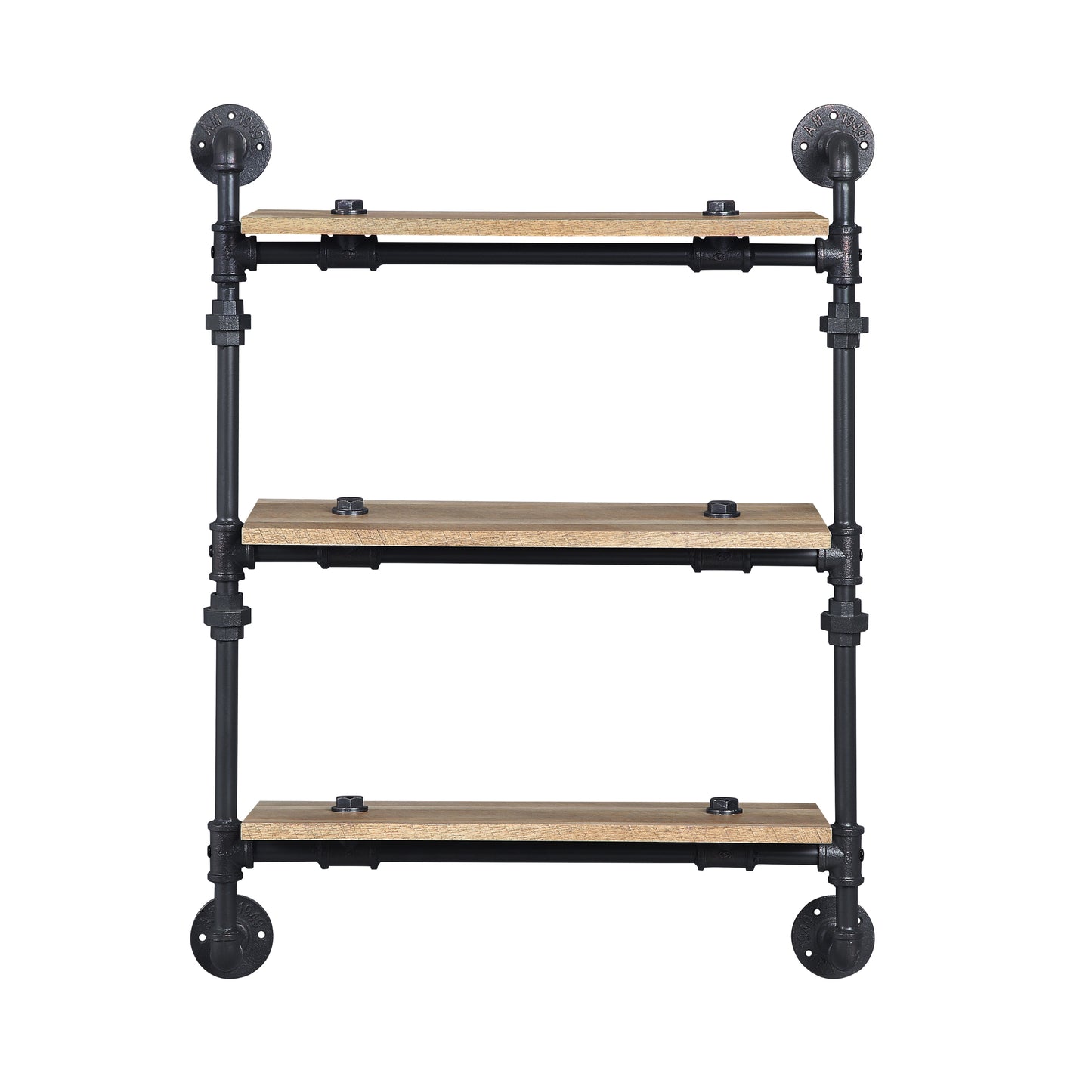 ACME Brantley Wall Rack w/3 Shelves in Oak & Sandy Black Finish