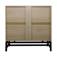 Natural Rattan, 2 Door Cabinet with 1 Adjustable Inner Shelves, Accent Storage Cabinet